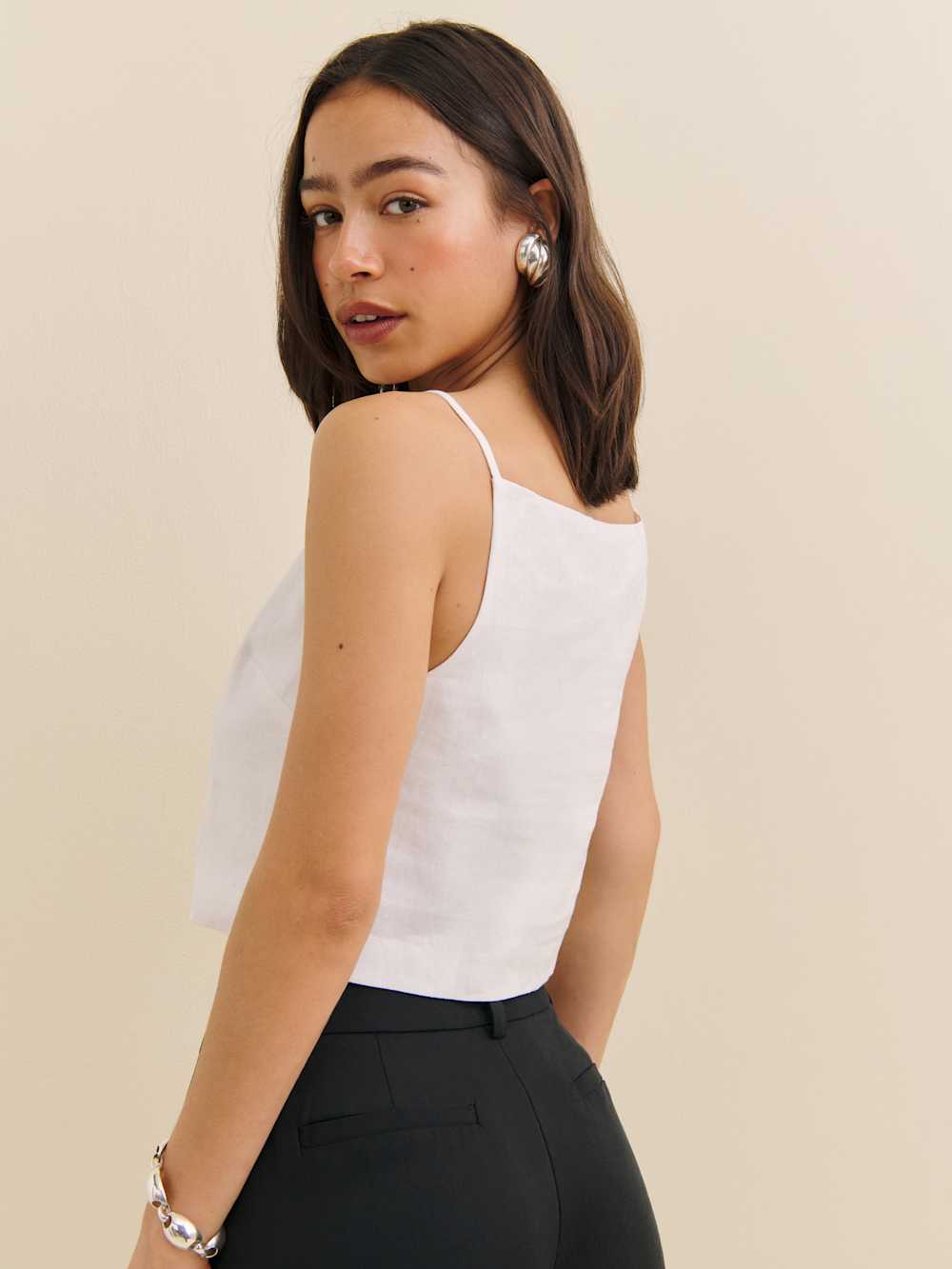 Reformation Kerri Linen Top - White