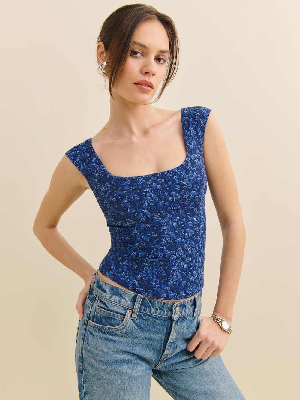 Reformation Navi Top - Blue Rose