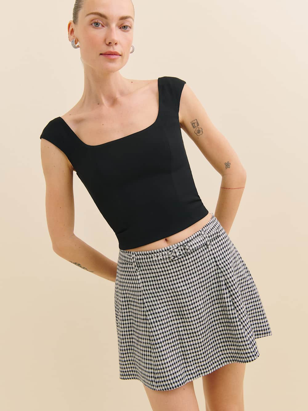 Reformation Rory Linen Skirt - Remy Check