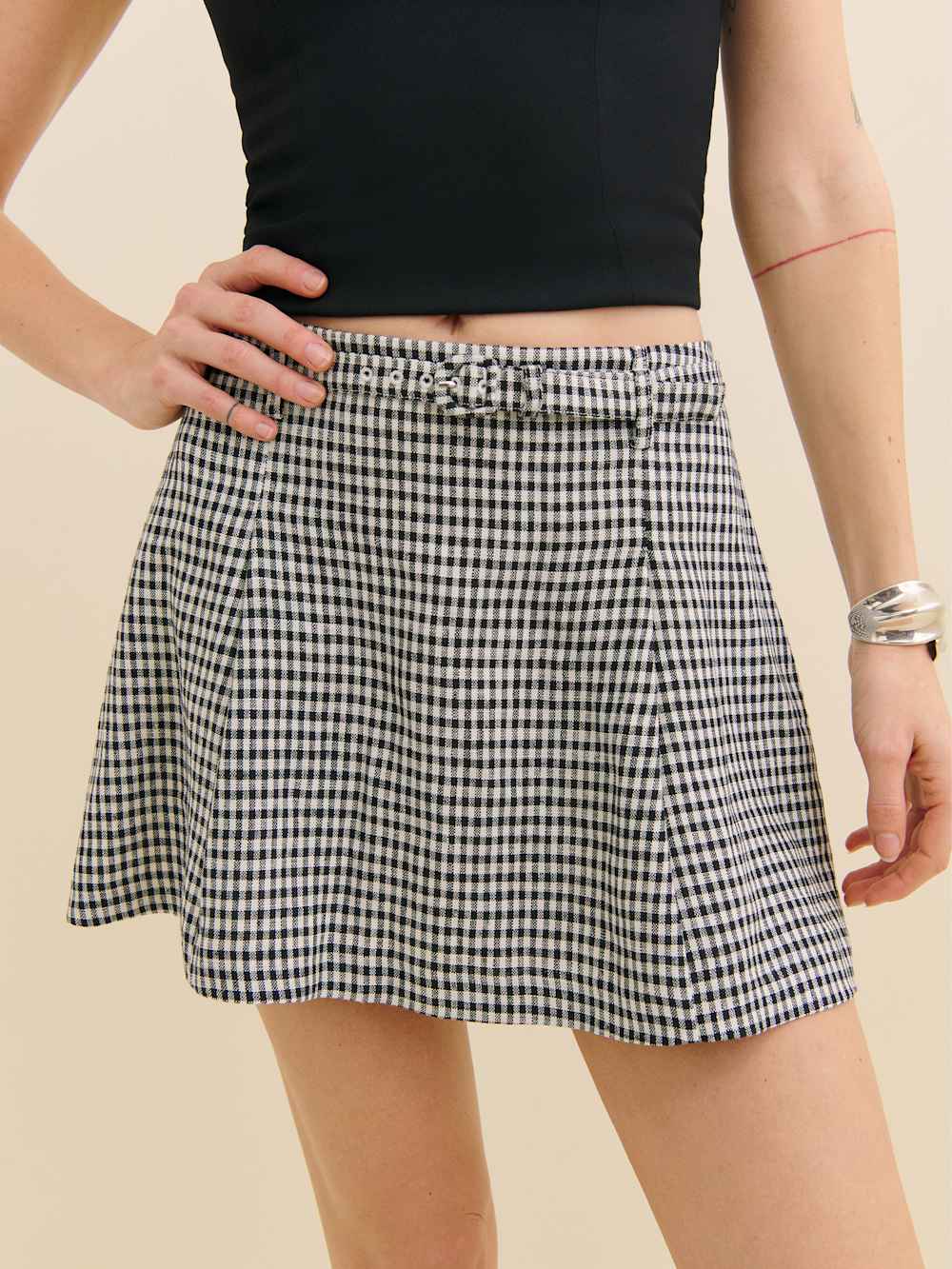 Reformation Rory Linen Skirt - Remy Check