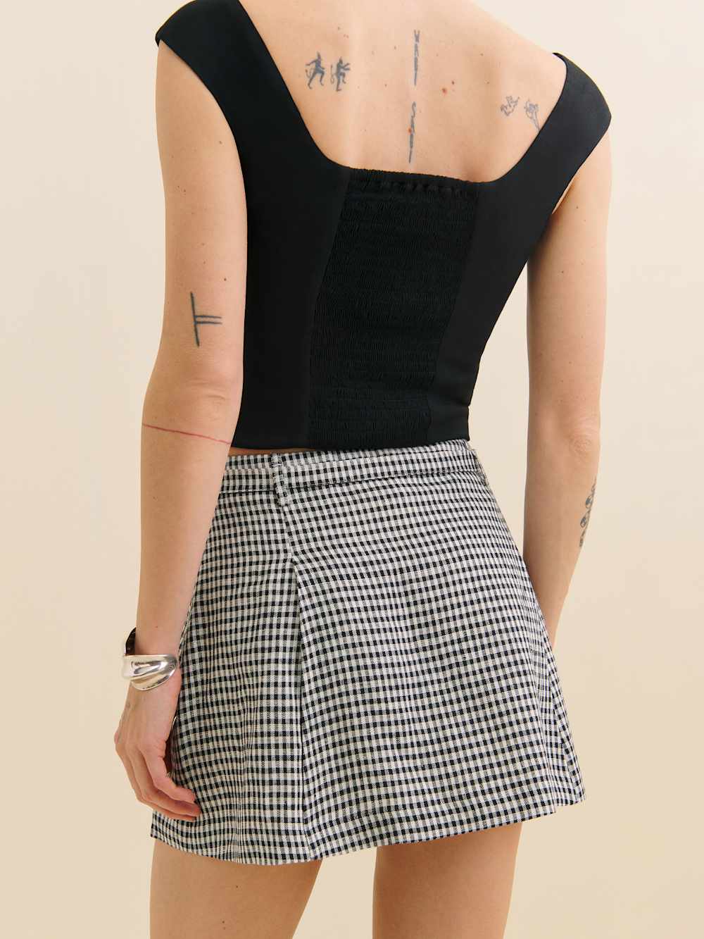 Reformation Rory Linen Skirt - Remy Check
