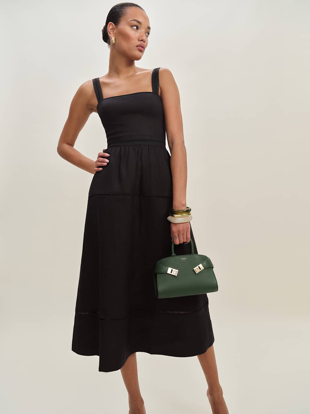 Reformation Everett Linen Dress - Black