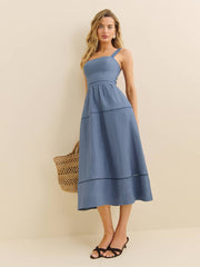 Reformation Everett Linen Dress - Cornflower