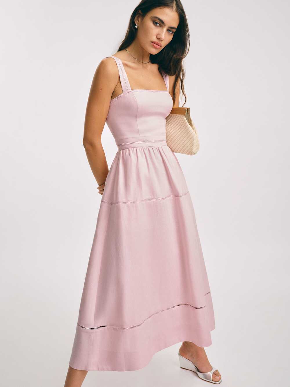 Reformation Everett Linen Dress - Cherry Blossom