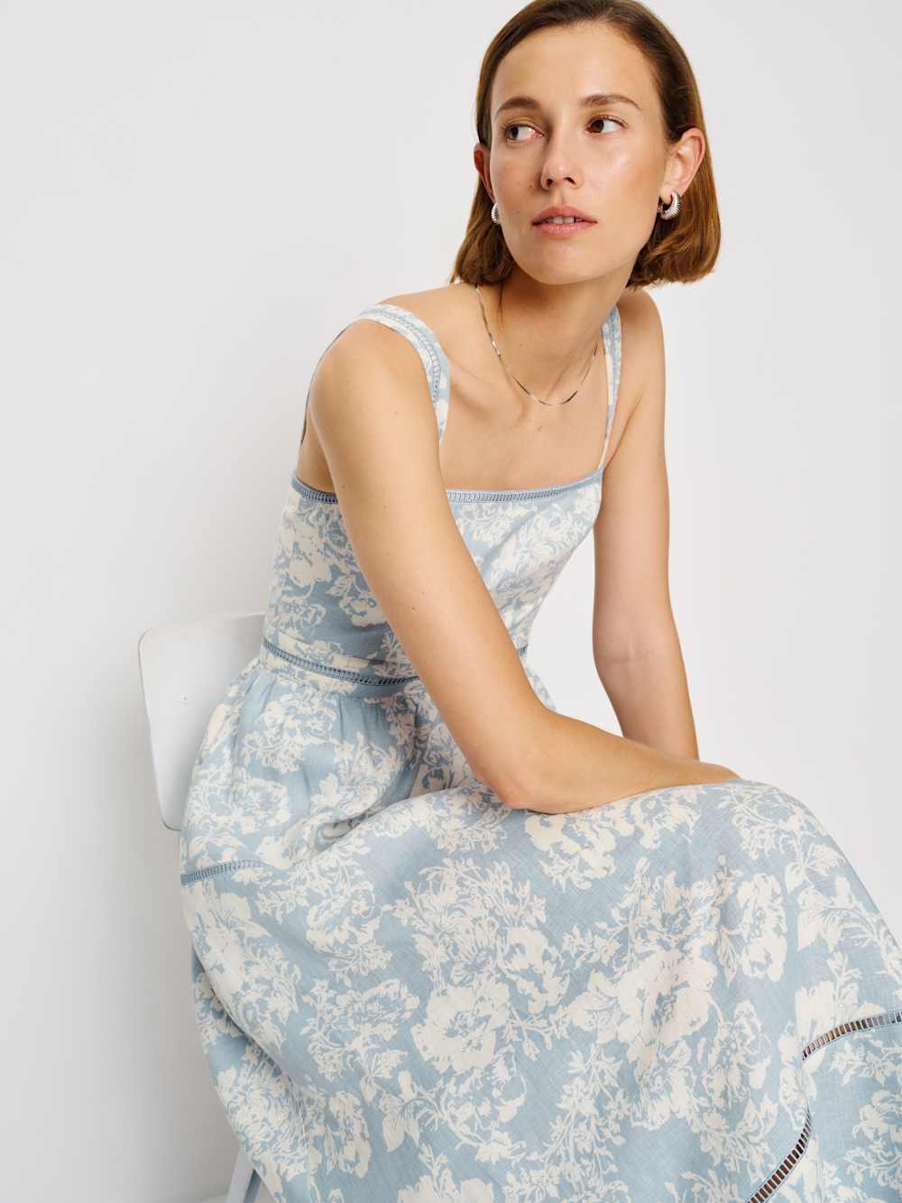 Reformation Everett Linen Dress - Porcelain