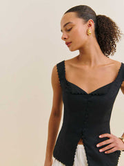 Reformation Viola Linen Top - Black