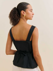 Reformation Viola Linen Top - Black