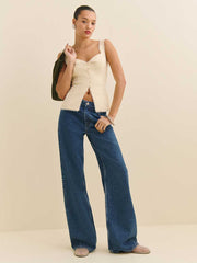 Reformation Viola Linen Top - Sugar