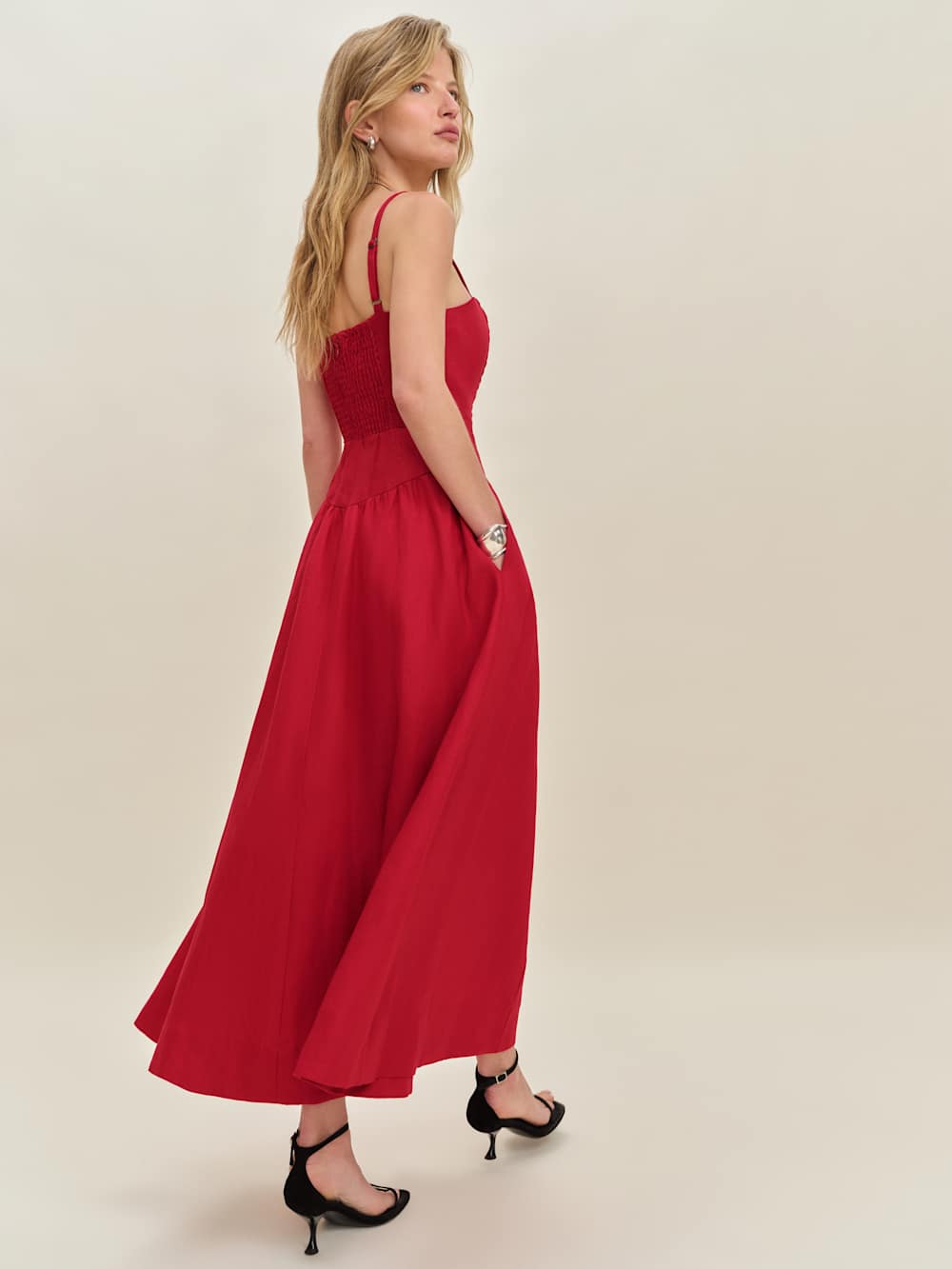 Reformation Katarin Linen Dress - Lipstick