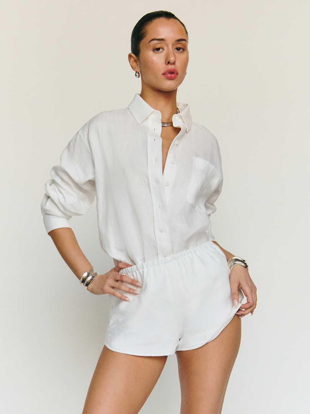 Reformation Tiffie Linen Short - White