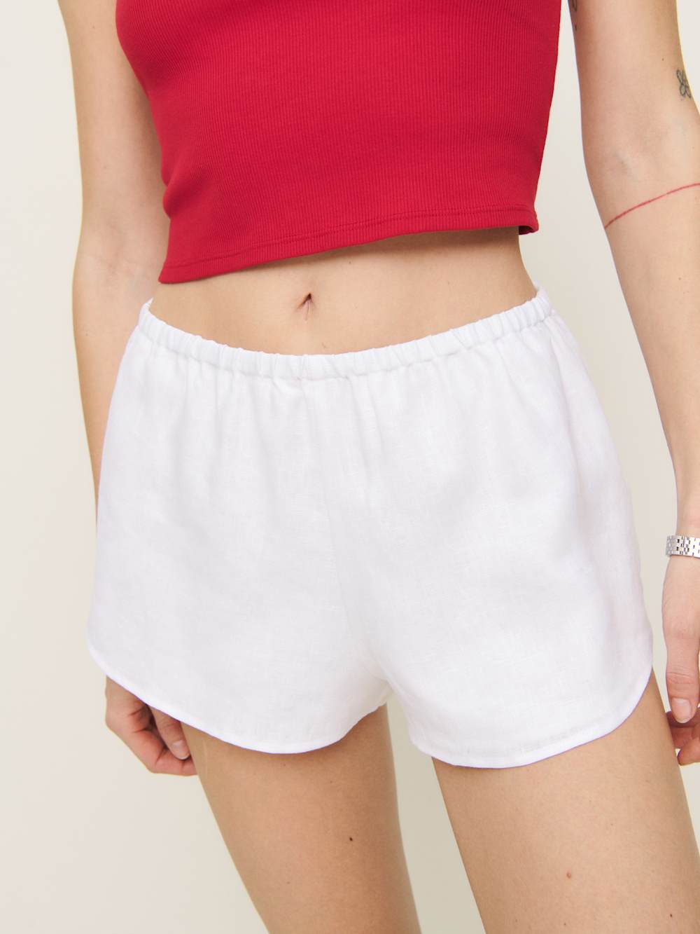 Reformation Tiffie Linen Short - White