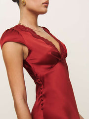 Reformation Florence Silk Dress - Sangre