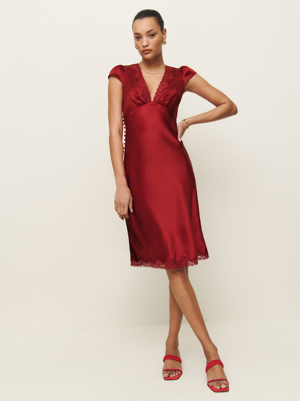 Reformation Florence Silk Dress - Sangre