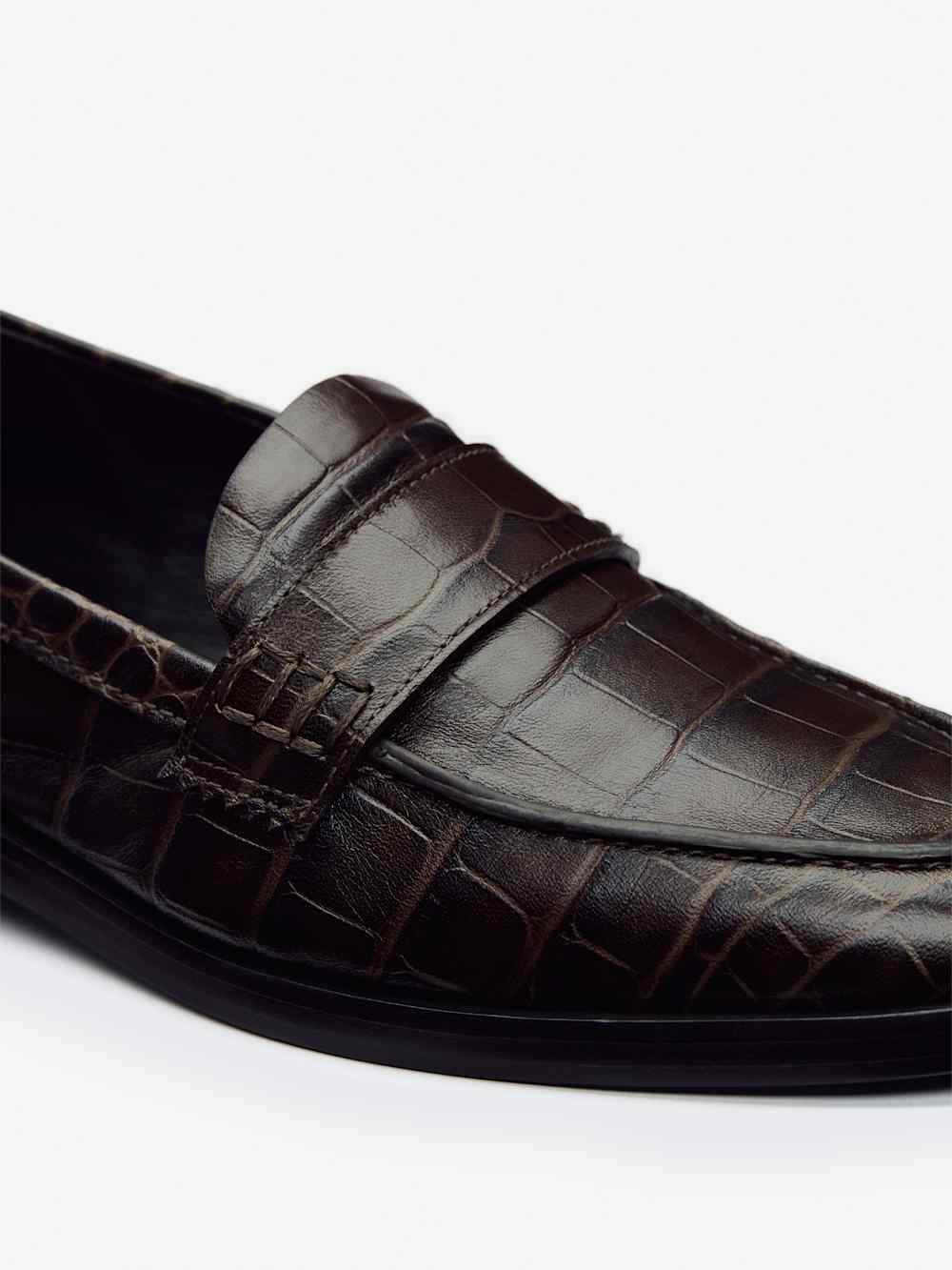 Reformation Kaylee Loafer - Dark Chocolate Croc