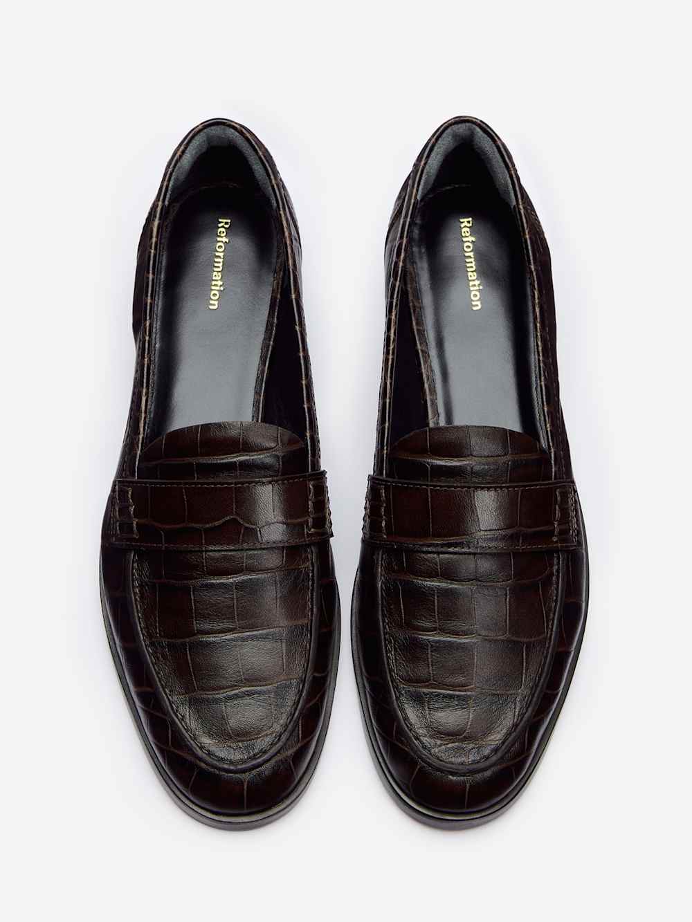 Reformation Kaylee Loafer - Dark Chocolate Croc