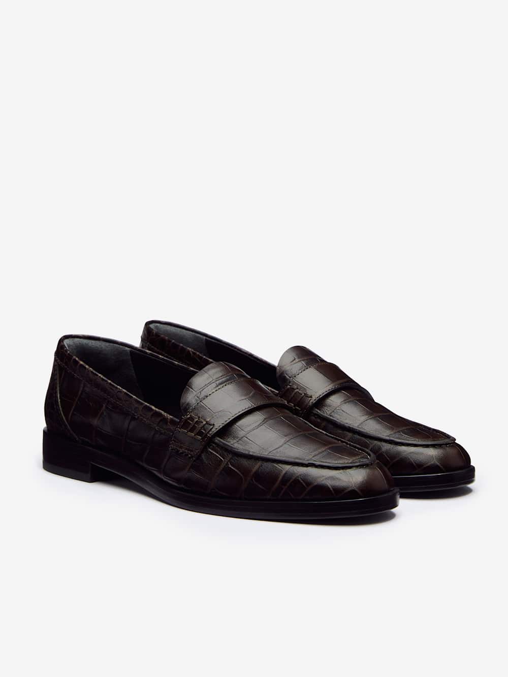 Reformation Kaylee Loafer - Dark Chocolate Croc
