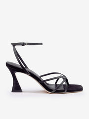 Reformation Gen Heeled Sandal - Black Snake Suede