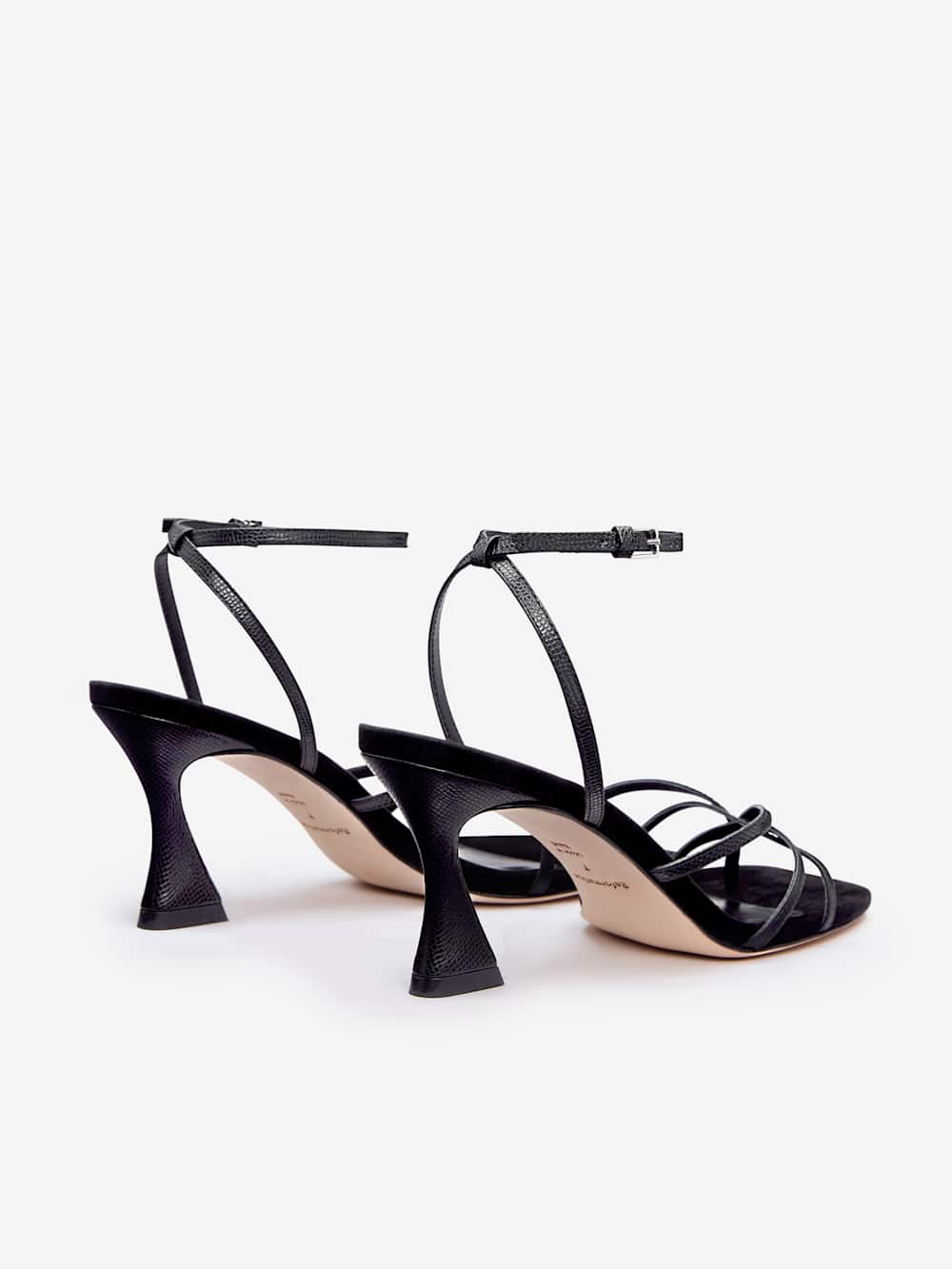 Reformation Gen Heeled Sandal - Black Snake Suede