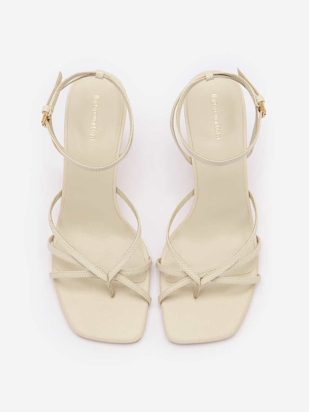 Reformation Gen Heeled Sandal - Almond Snake Leather