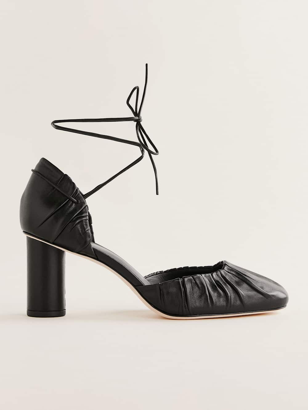 Reformation Marilena Lace Up Pump - Black Leather