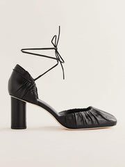 Reformation Marilena Lace Up Pump - Black Leather