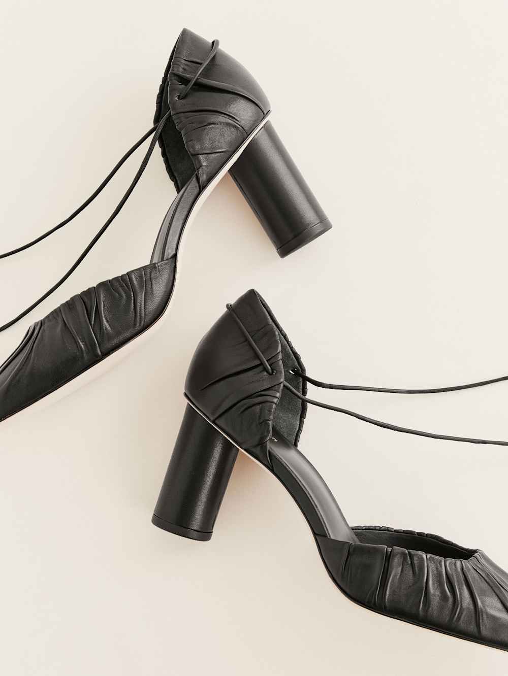 Reformation Marilena Lace Up Pump - Black Leather