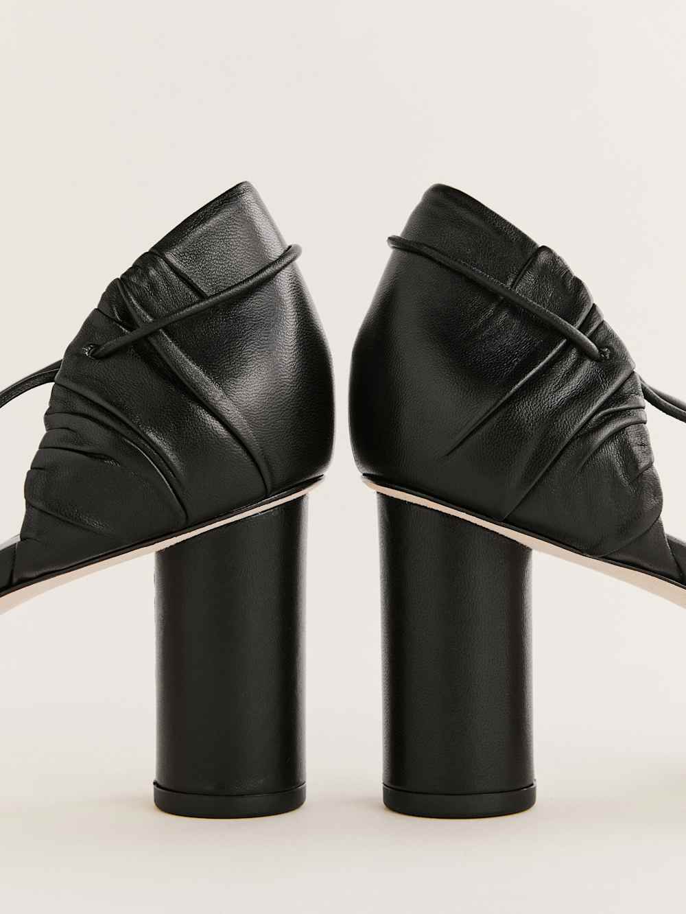 Reformation Marilena Lace Up Pump - Black Leather