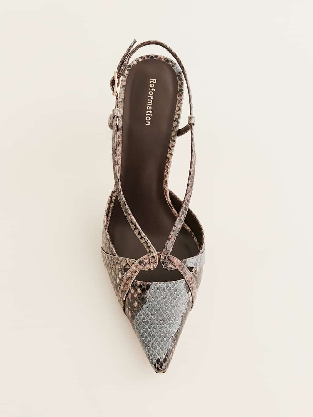 Reformation Patty Slingback Heel - Cedar Snake