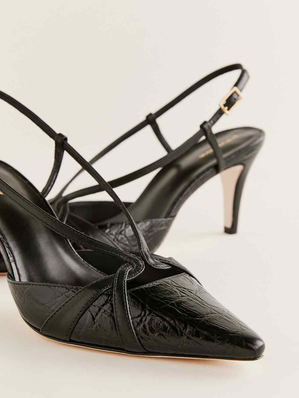Reformation Patty Slingback Heel - Black Croc