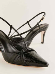 Reformation Patty Slingback Heel - Black Croc