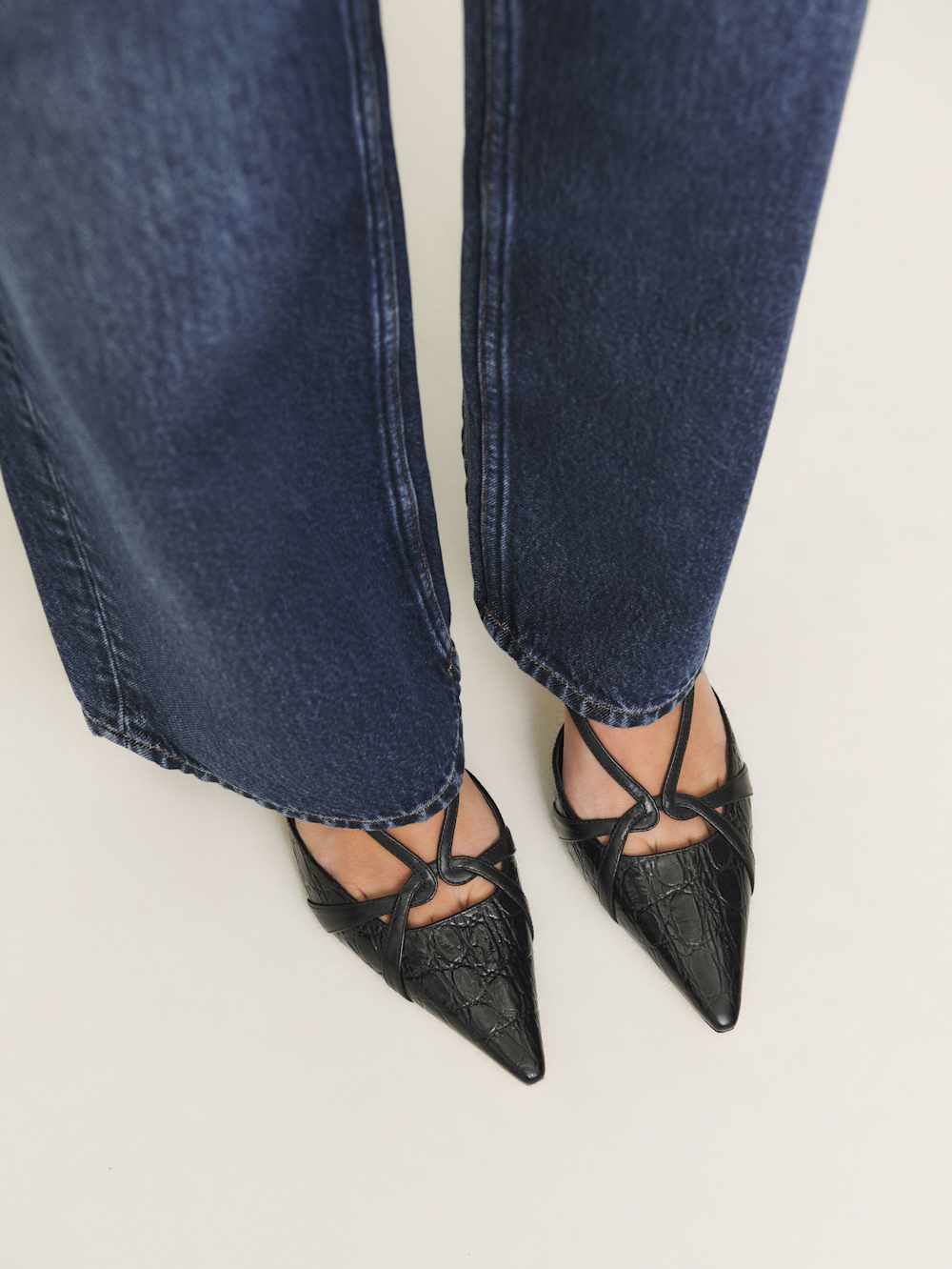 Reformation Patty Slingback Heel - Black Croc