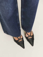 Reformation Patty Slingback Heel - Black Croc