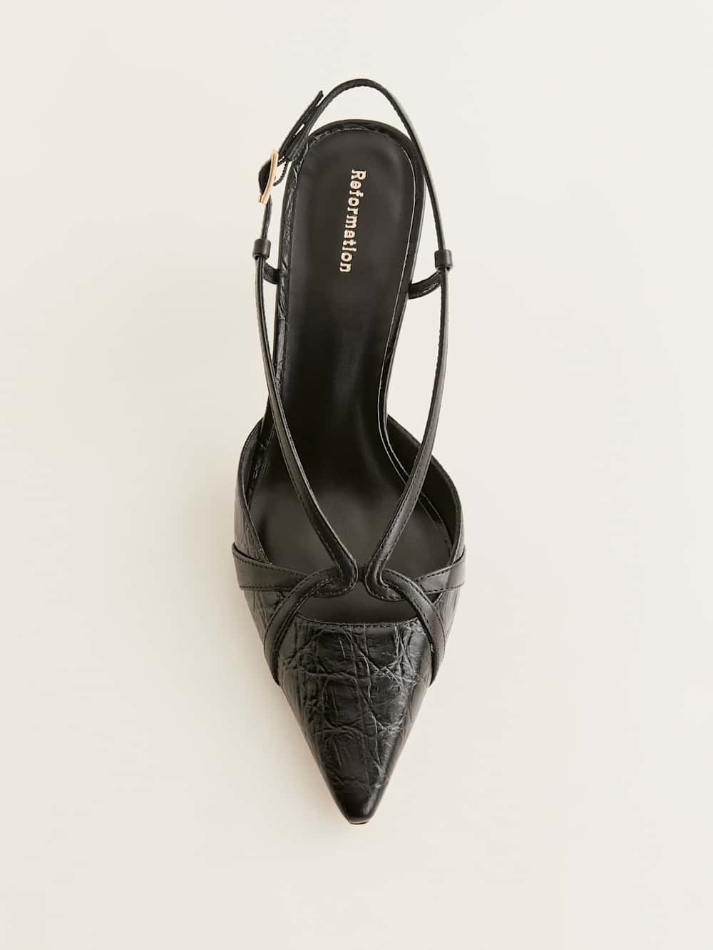 Reformation Patty Slingback Heel - Black Croc