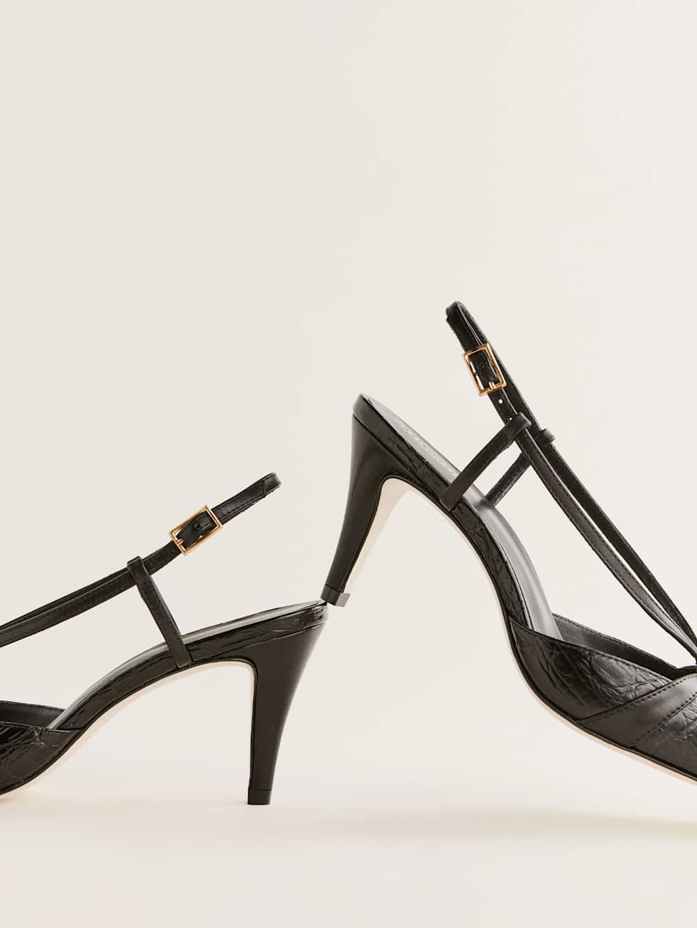 Reformation Patty Slingback Heel - Black Croc