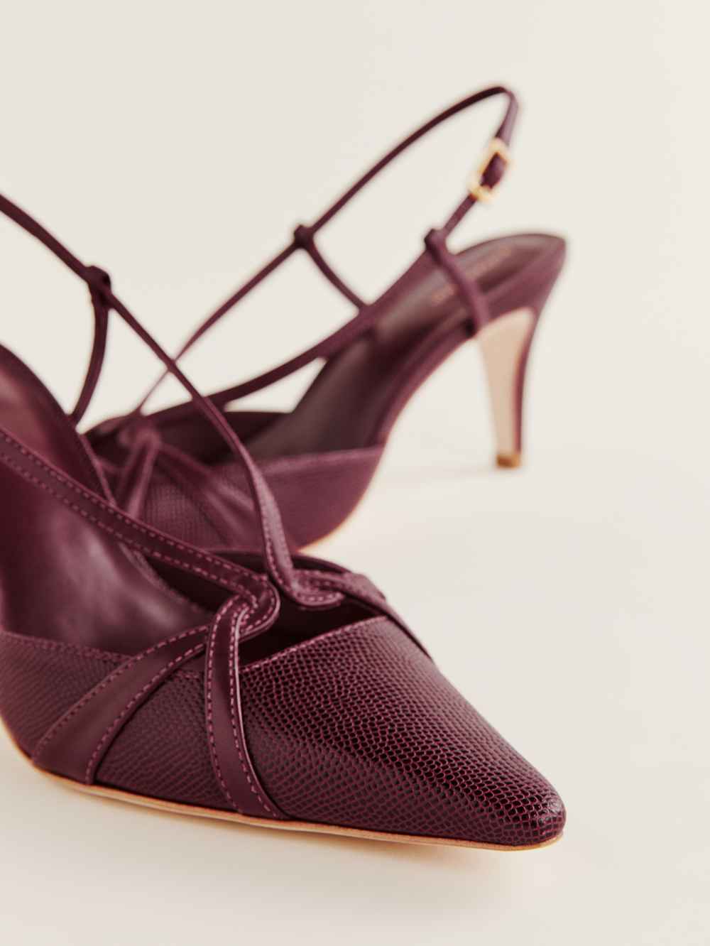Reformation Patty Slingback Heel - Wine Snake
