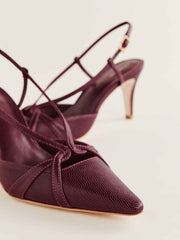 Reformation Patty Slingback Heel - Wine Snake
