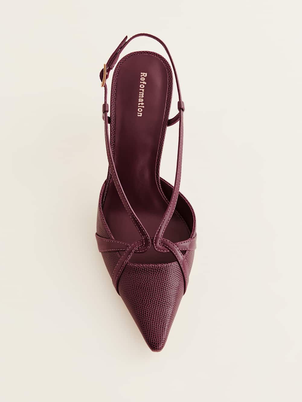 Reformation Patty Slingback Heel - Wine Snake