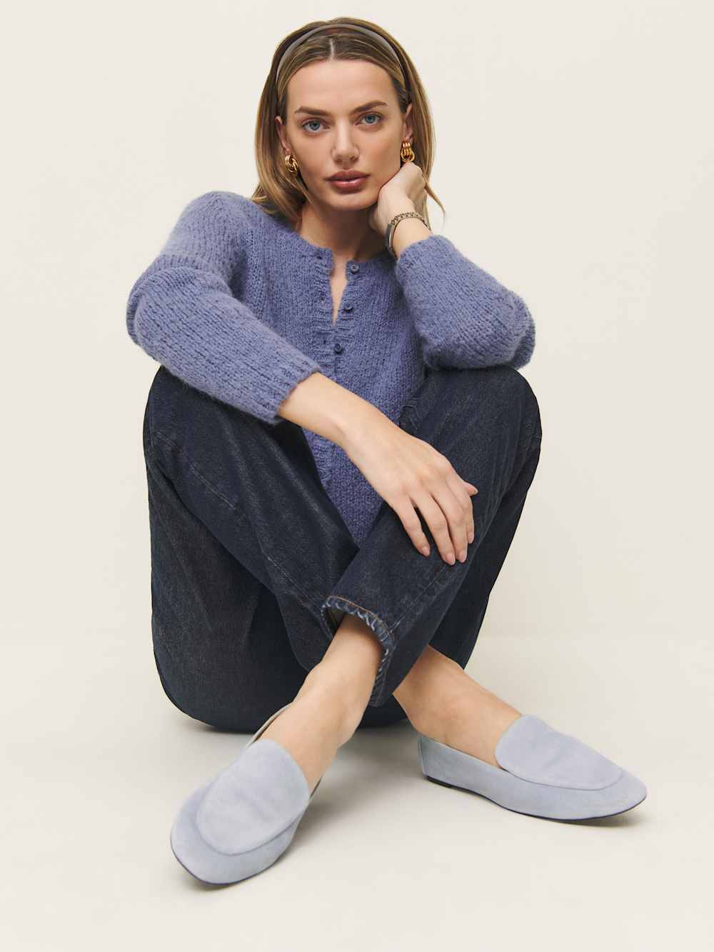 Reformation Kat Soft Loafer - Mist Suede