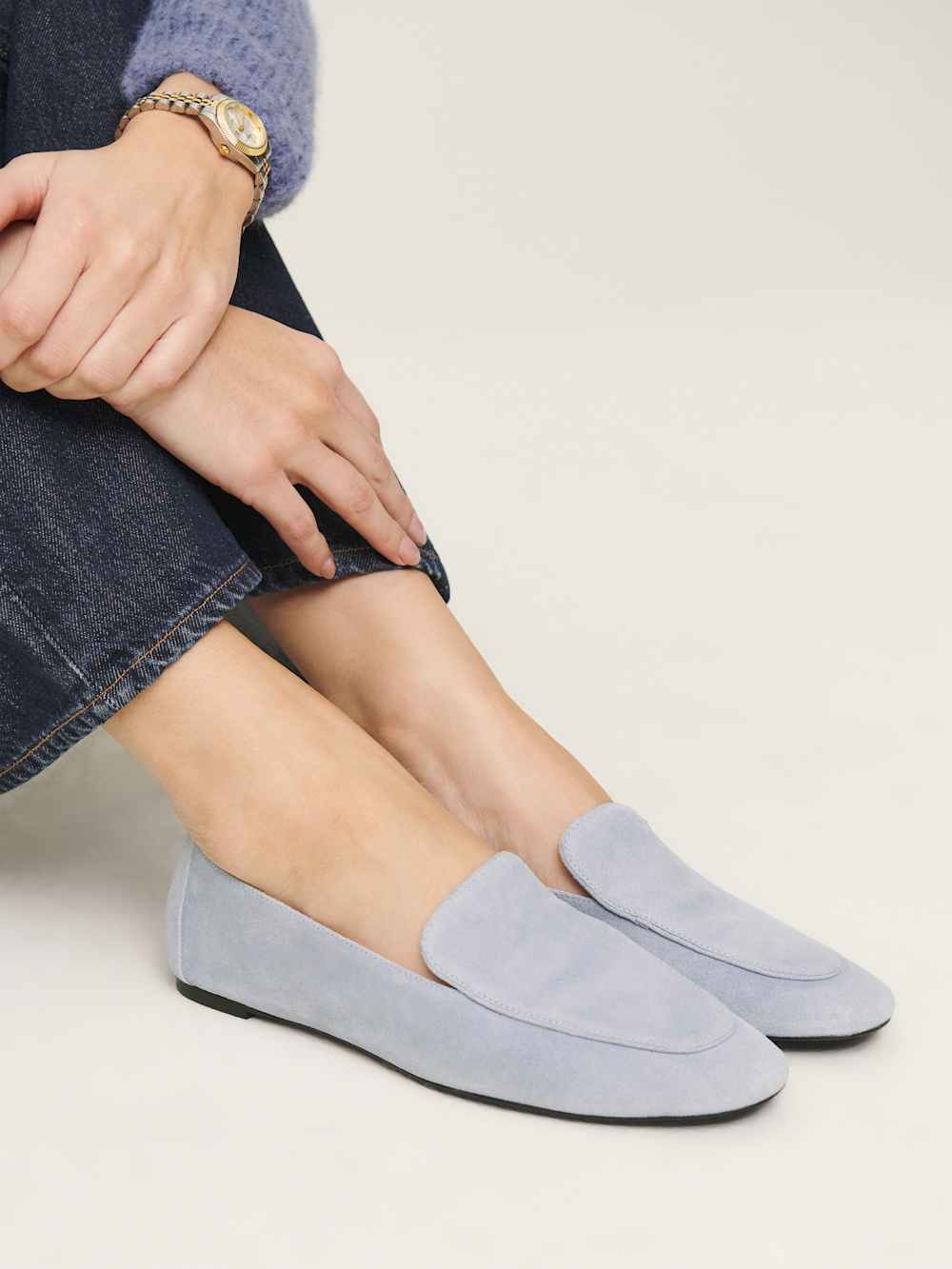 Reformation Kat Soft Loafer - Mist Suede