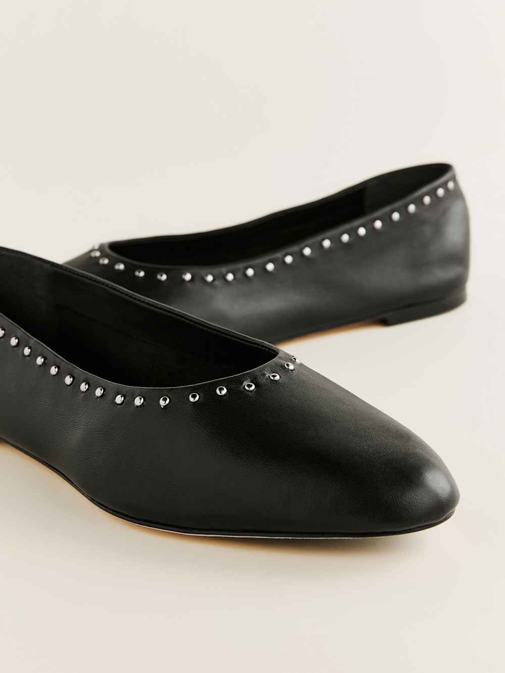 Reformation Maren Ballet Flat - Black W Studs