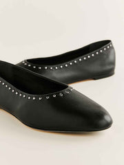 Reformation Maren Ballet Flat - Black W Studs