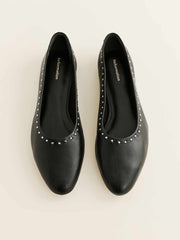 Reformation Maren Ballet Flat - Black W Studs
