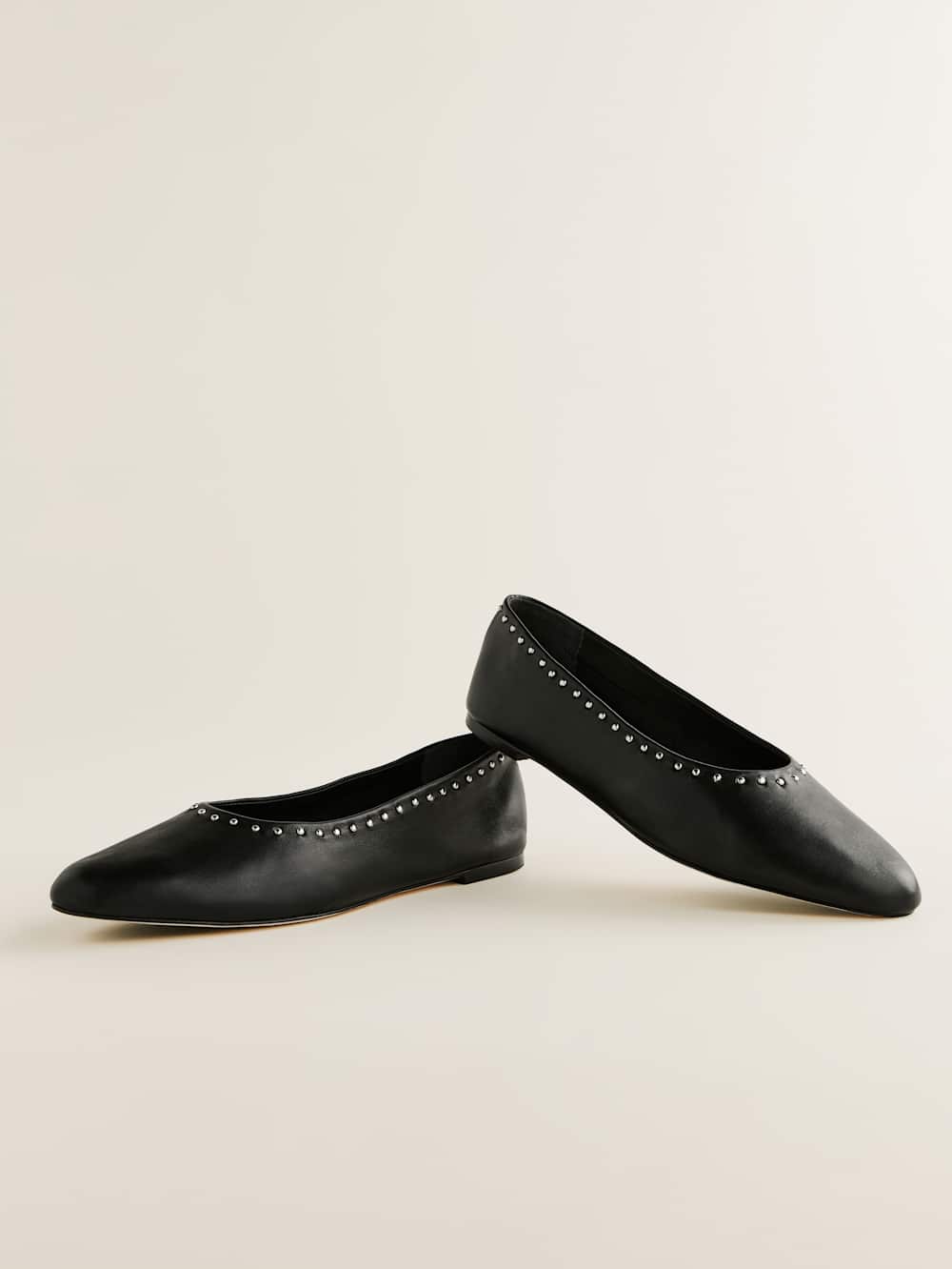 Reformation Maren Ballet Flat - Black W Studs