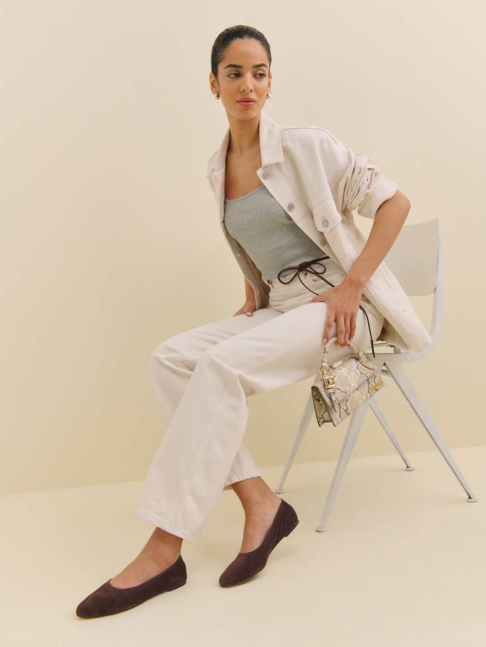 Reformation Maren Ballet Flat - Espresso Suede