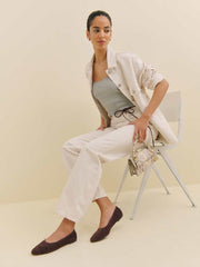 Reformation Maren Ballet Flat - Espresso Suede