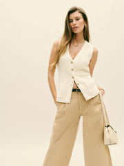 Reformation Faye Cotton Sweater Vest - Gossamer