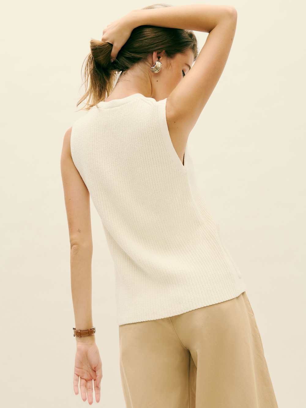 Reformation Faye Cotton Sweater Vest - Gossamer