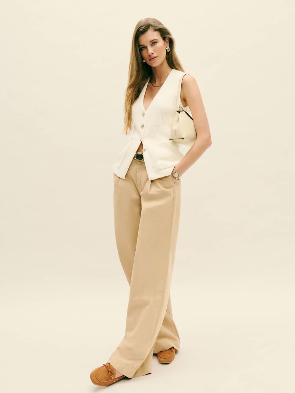 Reformation Faye Cotton Sweater Vest - Gossamer