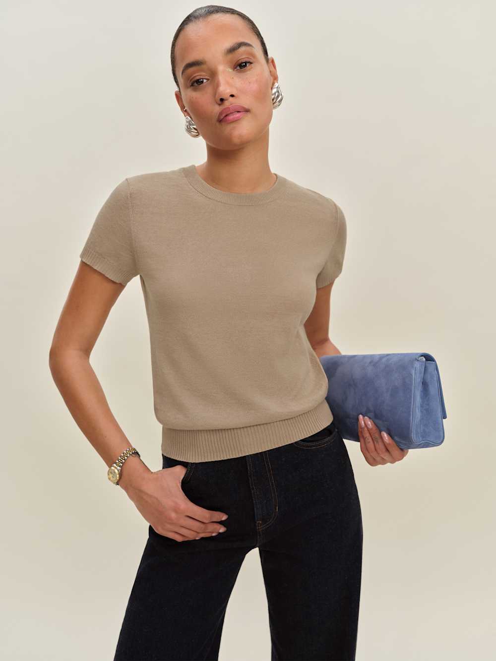 Reformation Aviva Linen Cotton Crew - Pita