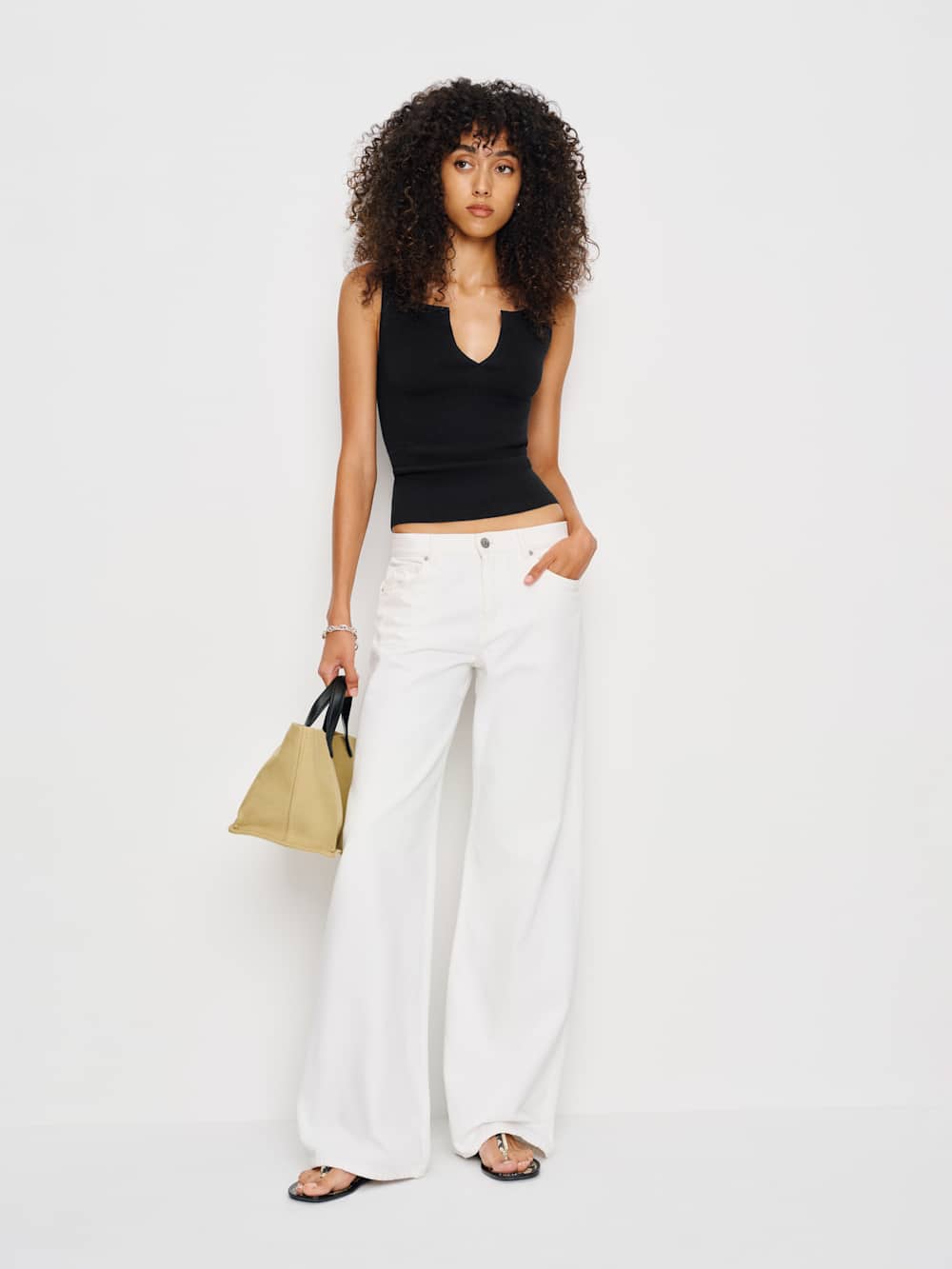 Reformation Rylie Cotton Sweater Tank - Black